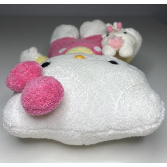 Vintage 2004 Sanrio Smiles Hello Kitty Plush 10” Holding Mini Bunny Pink Yellow - Picture 7 of 10